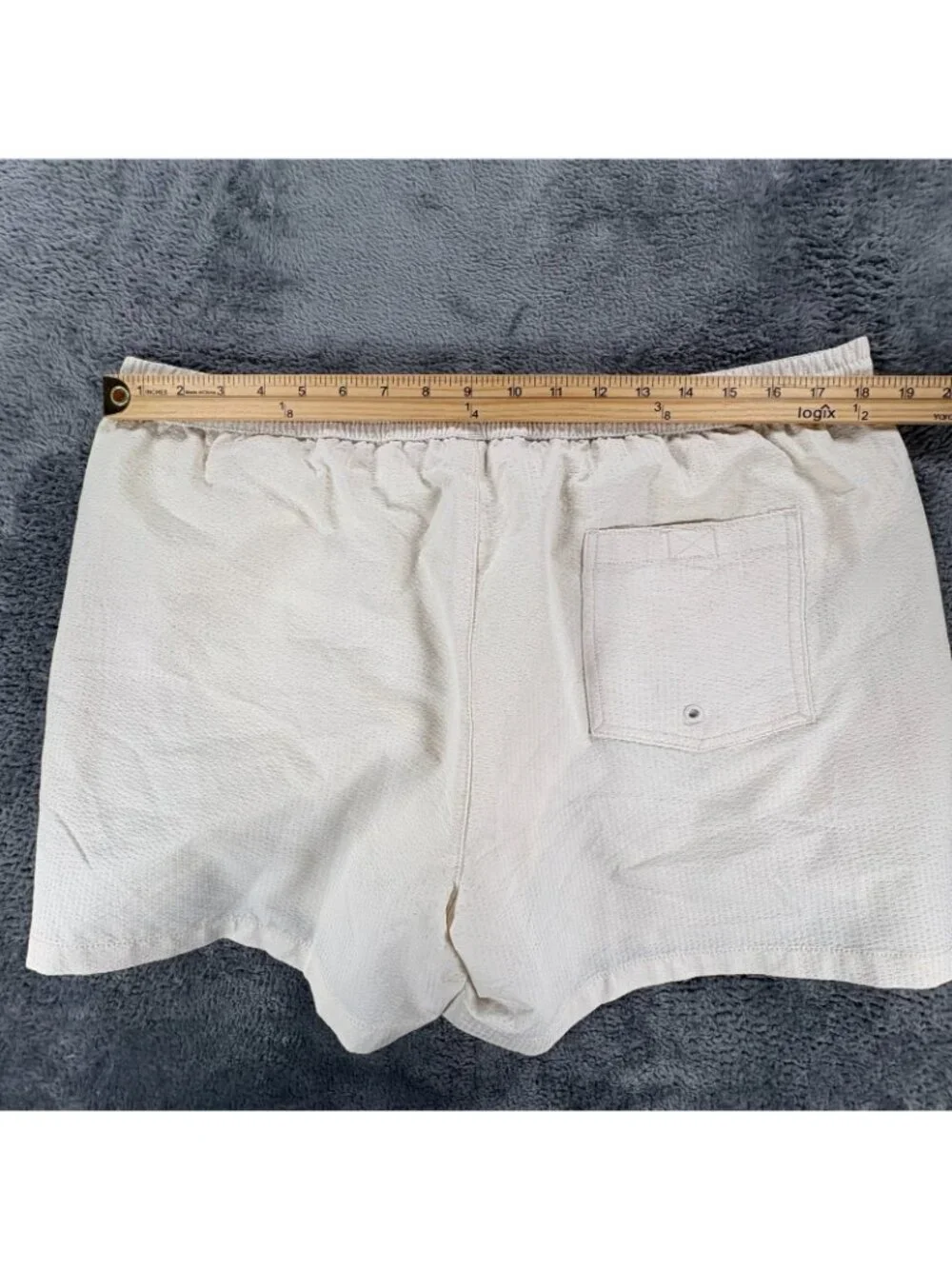 Zara Mens XL Cream Seersucker Swim Trunks Shorts Mesh Lined Drawstring 8574 467